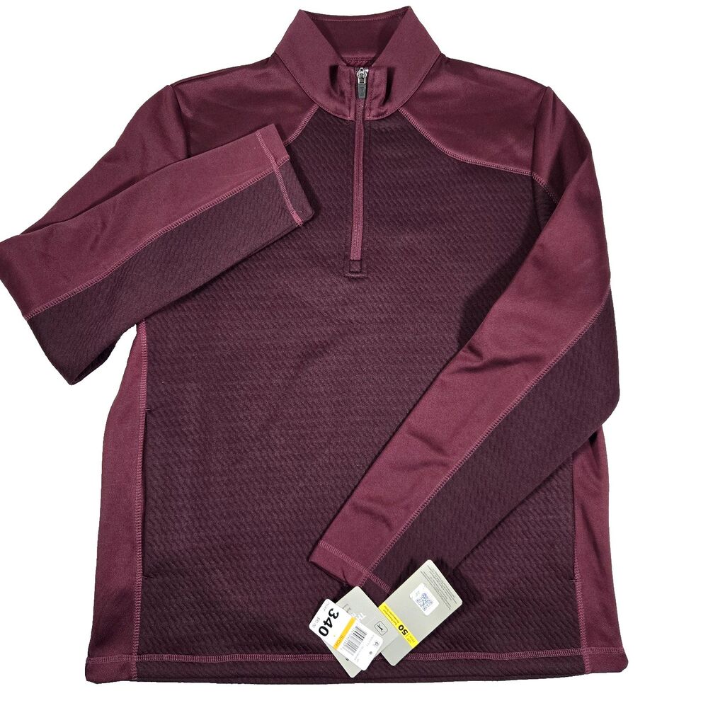 PGA Tour Men's Small Golf Thermal Stretch Burgundy 1/4 Zip Pullover Jacket New